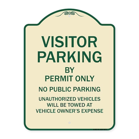 Signmission Designer Series-Visitor Parking By Permit Only No Public Parking Sign, 24" x 18", TG-1824-9871 A-DES-TG-1824-9871